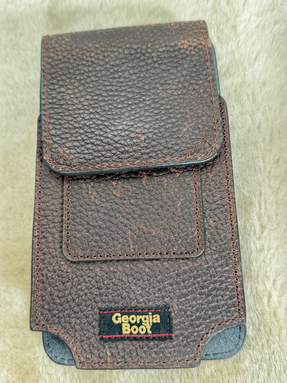 Georgia Boot Leather Cell Phone Holder Belt Clip Case Brown Large